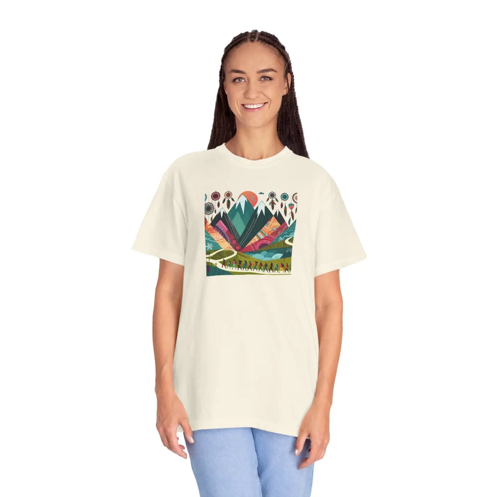 Boho Mountain Trekking Unisex Garment-Dyed T-Shirt - DipaliZ