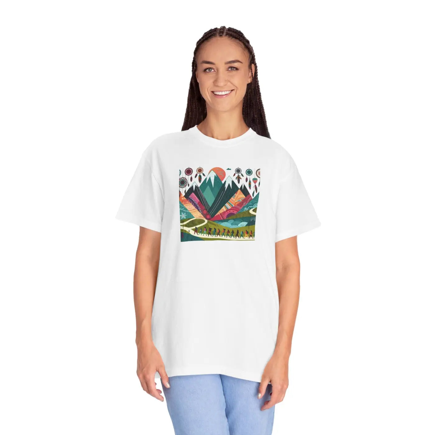 Boho Mountain Trekking Unisex Garment-Dyed T-Shirt - DipaliZ