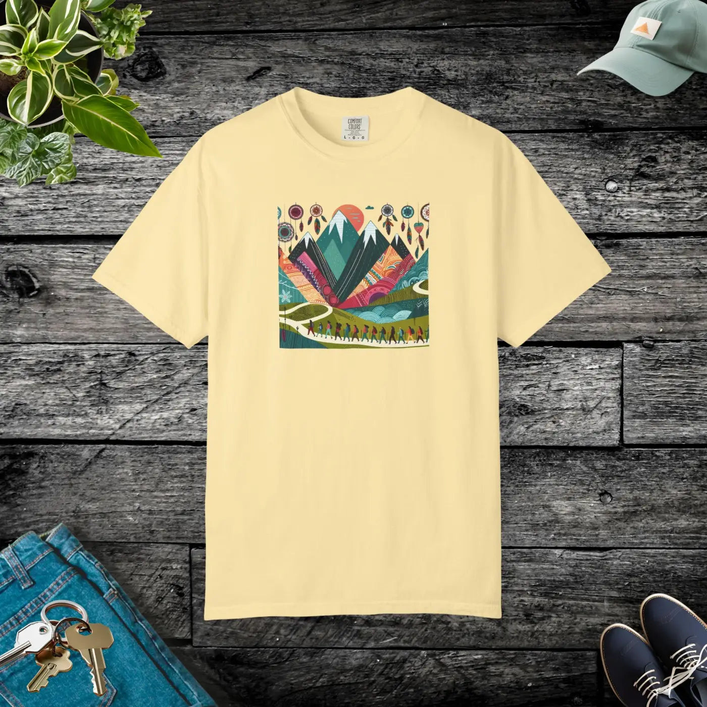 Boho Mountain Trekking Unisex Garment-Dyed T-Shirt - DipaliZ