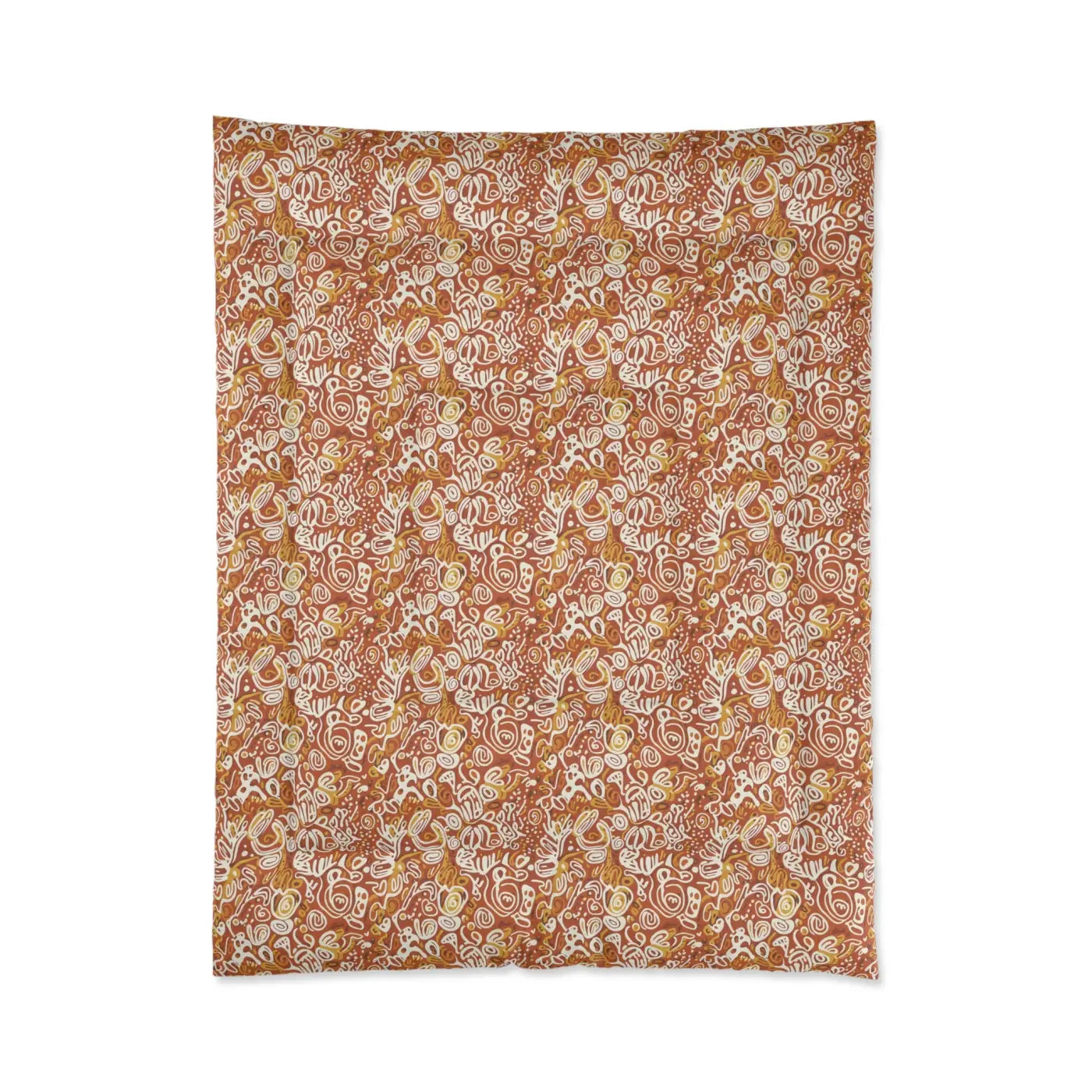 Boho Paisley Comforter - Rustic Orange Floral Pattern - DipaliZ