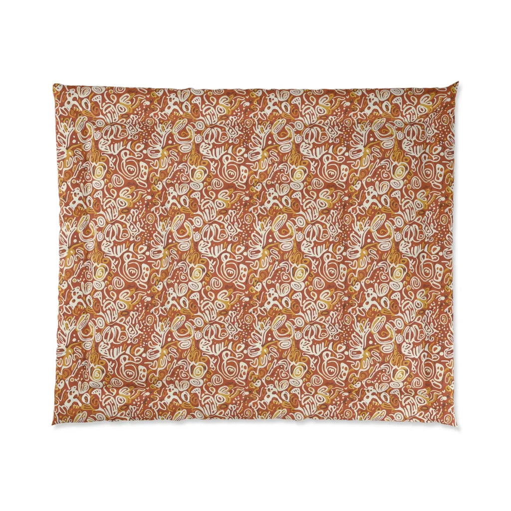 Boho Paisley Comforter - Rustic Orange Floral Pattern - DipaliZ
