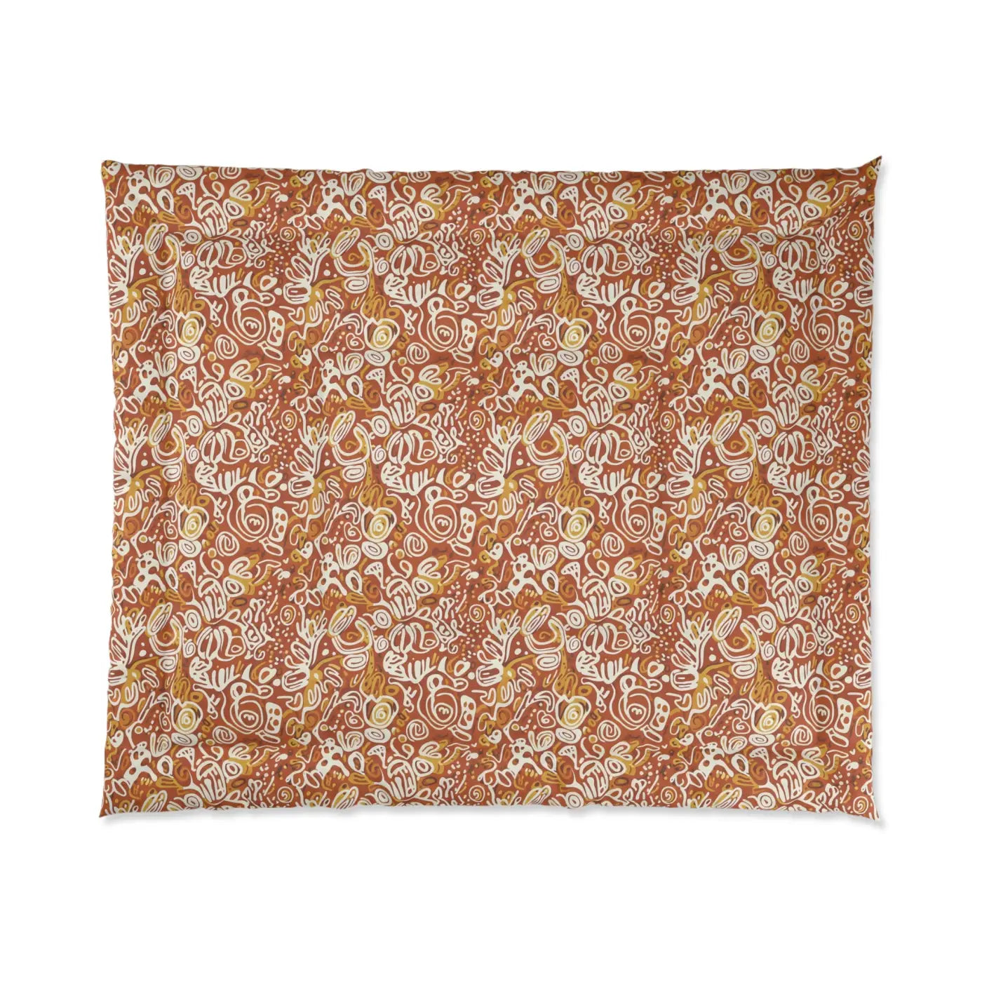 Boho Paisley Comforter - Rustic Orange Floral Pattern - DipaliZ
