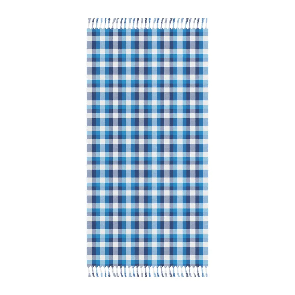 Boho Plaid Beach Towel - Fringe Turkish Coastal Escape - DipaliZ