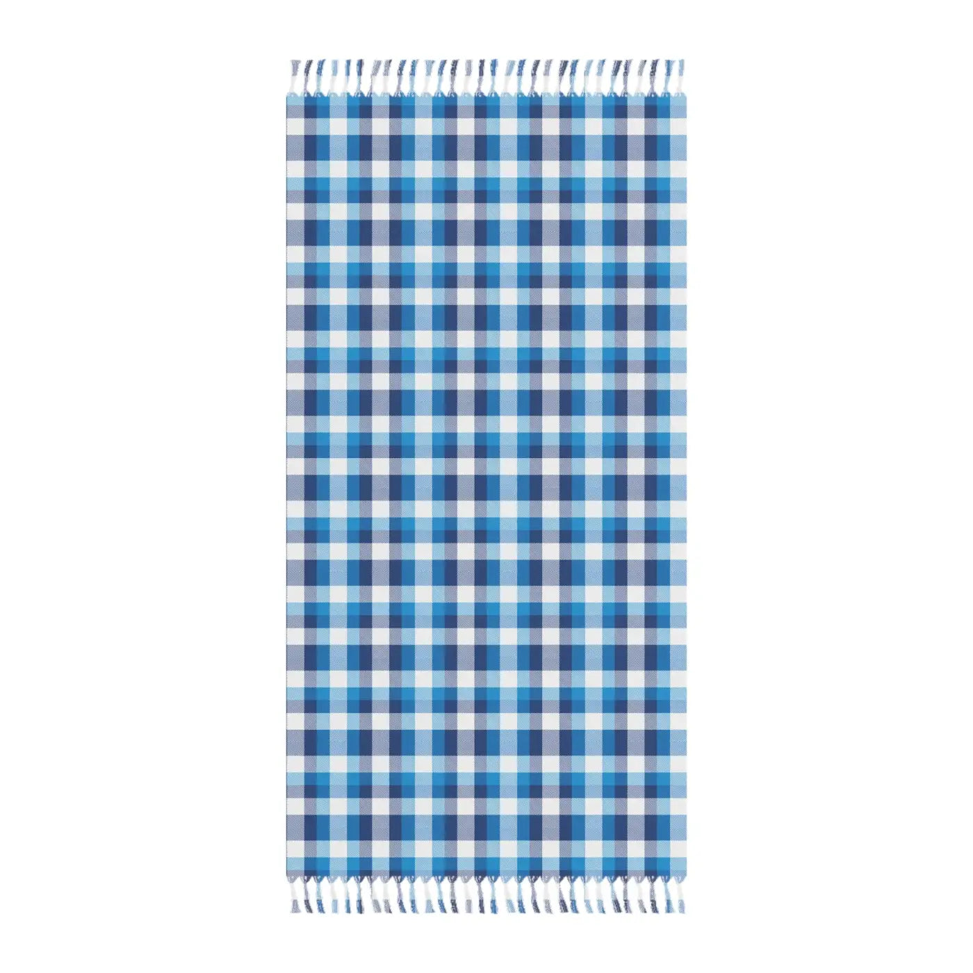 Boho Plaid Beach Towel - Fringe Turkish Coastal Escape - DipaliZ