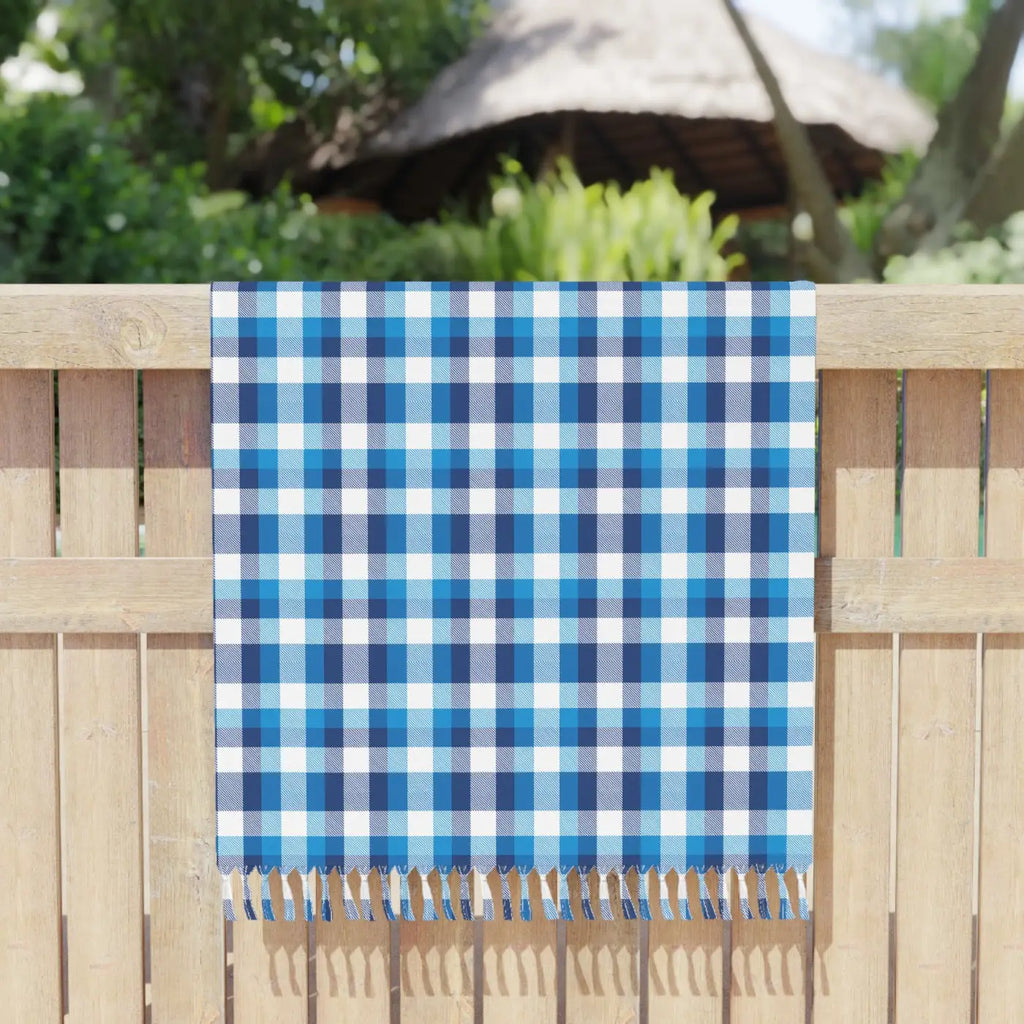 Boho Plaid Beach Towel - Fringe Turkish Coastal Escape - DipaliZ
