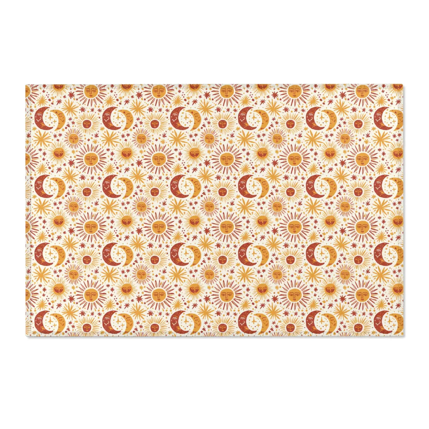 Moon Area Rug - Retro Celestial Floral Design - DipaliZ