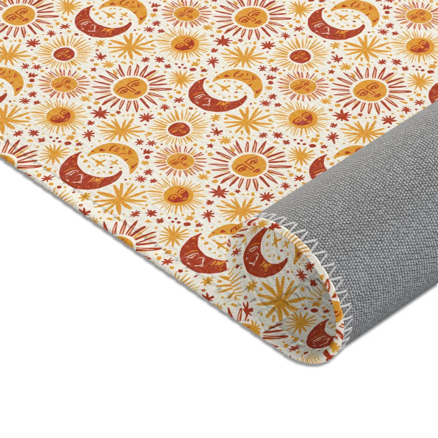 Moon Area Rug - Retro Celestial Floral Design - DipaliZ