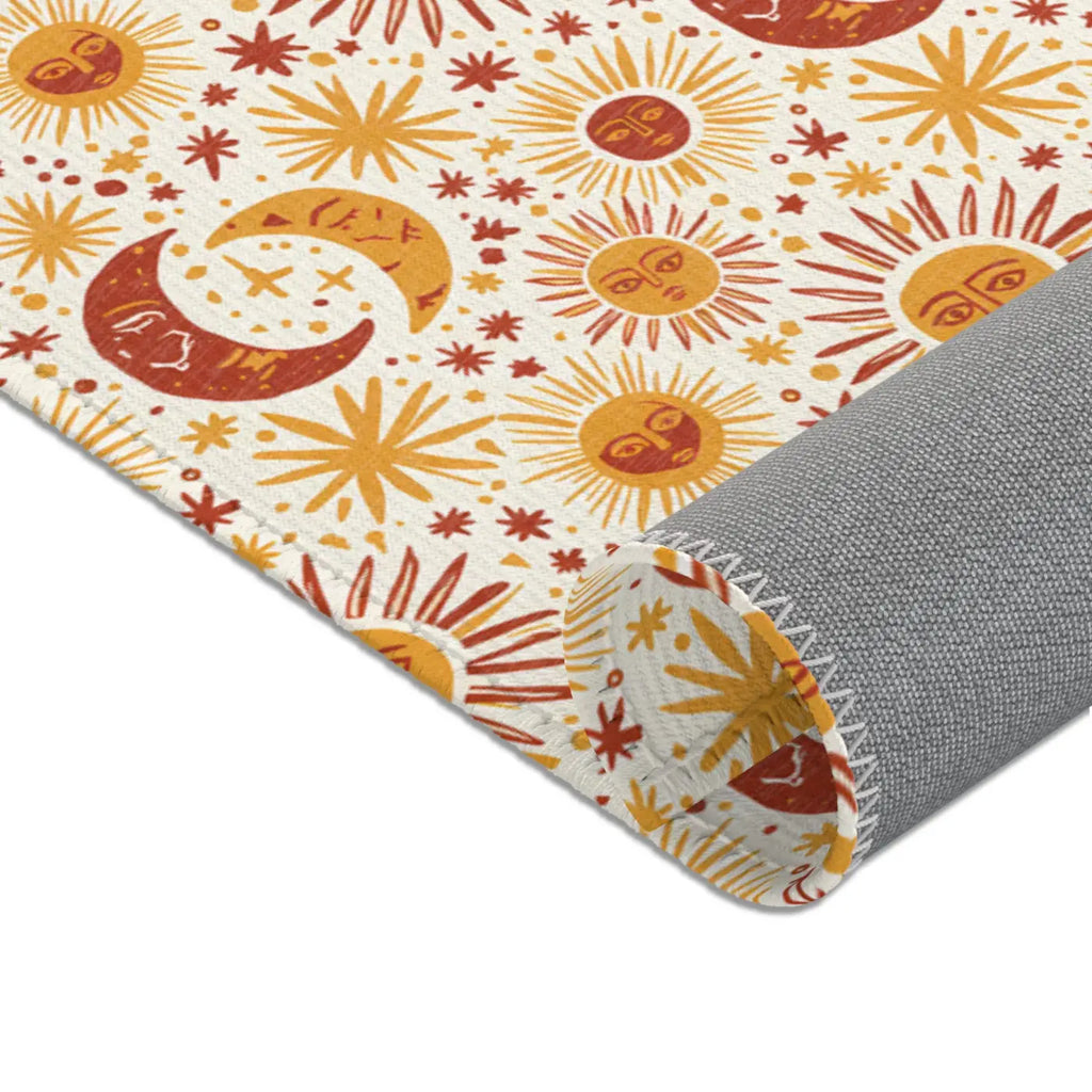 Moon Area Rug - Retro Celestial Floral Design - DipaliZ