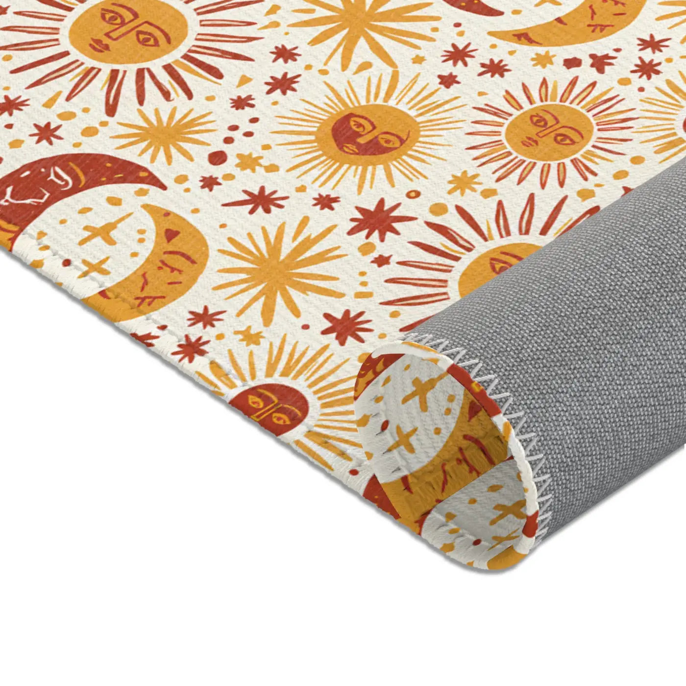 Moon Area Rug - Retro Celestial Floral Design - DipaliZ