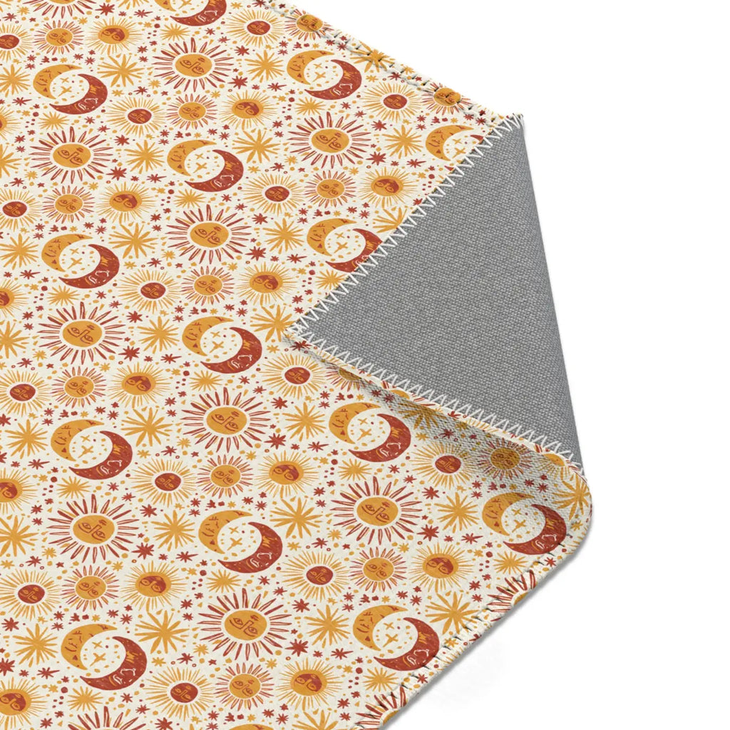 Moon Area Rug - Retro Celestial Floral Design - DipaliZ