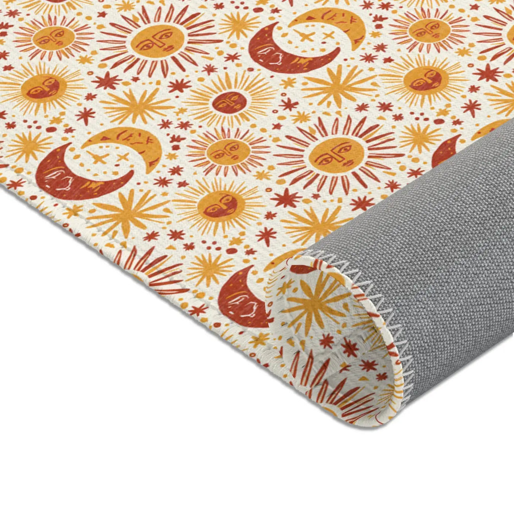 Moon Area Rug - Retro Celestial Floral Design - DipaliZ