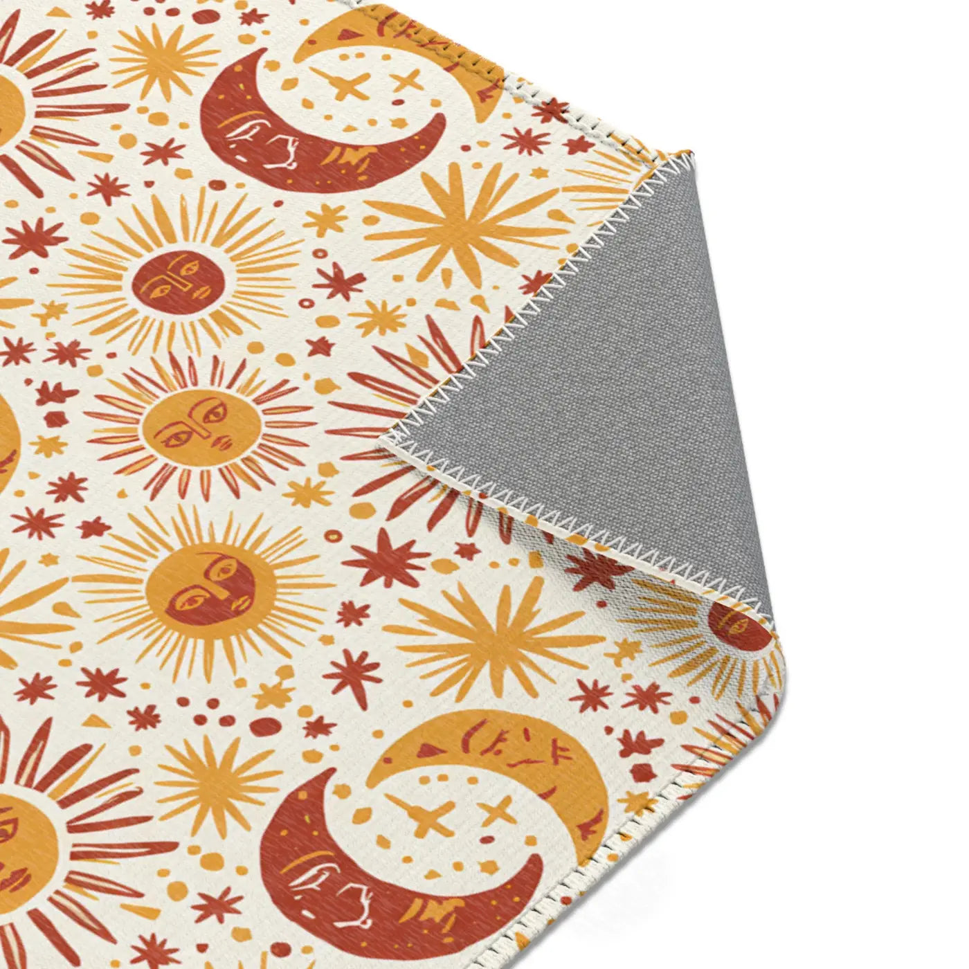 Moon Area Rug - Retro Celestial Floral Design - DipaliZ