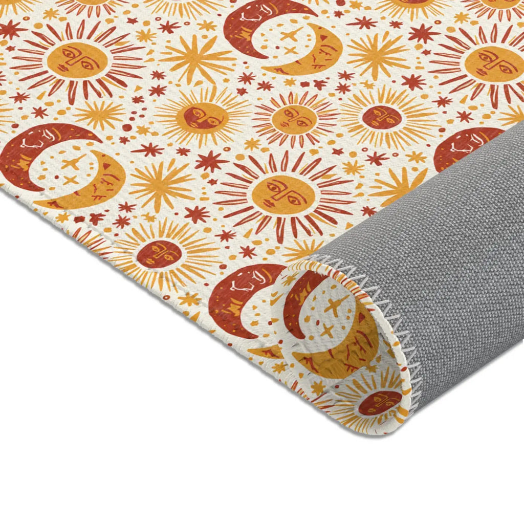 Moon Area Rug - Retro Celestial Floral Design - DipaliZ