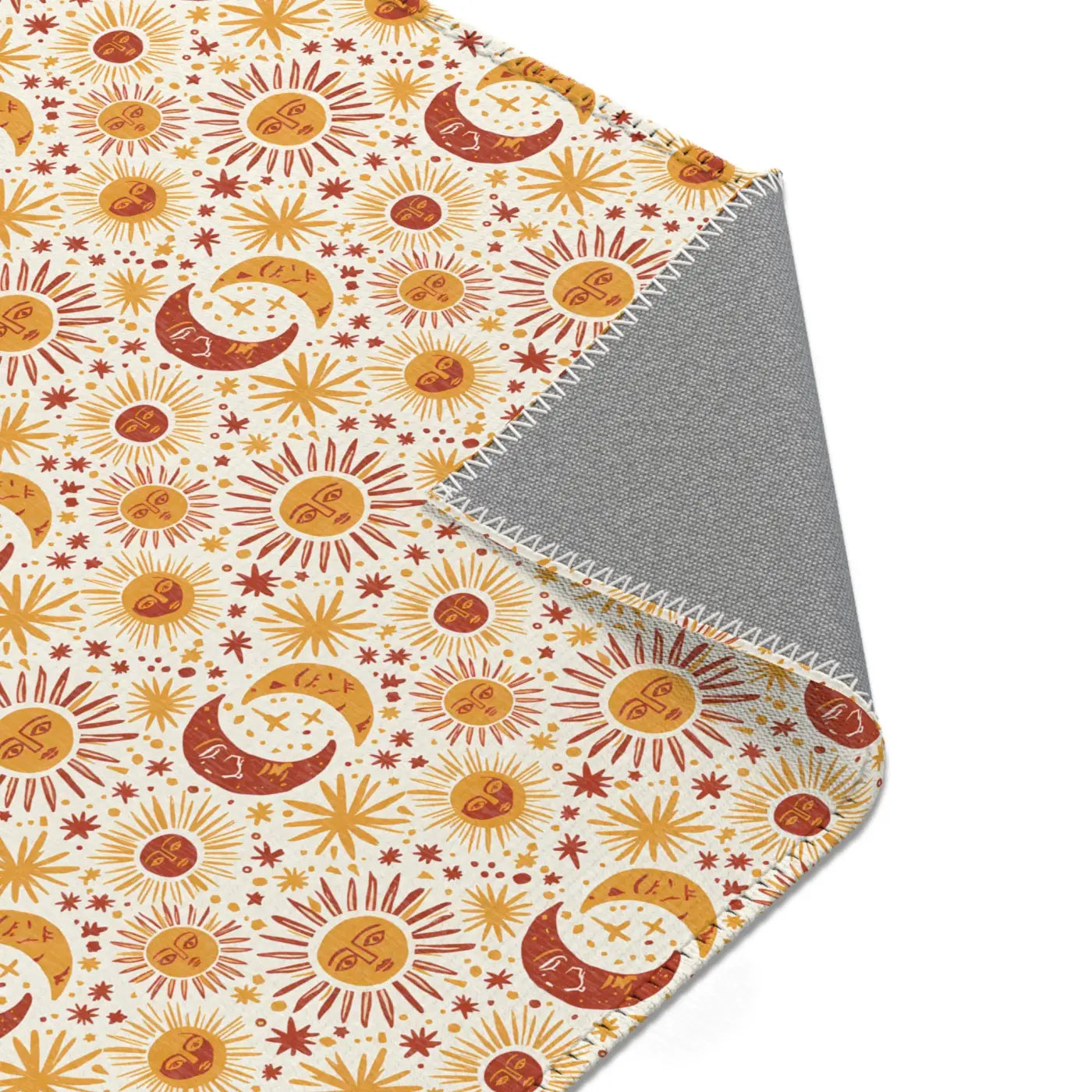 Moon Area Rug - Retro Celestial Floral Design - DipaliZ