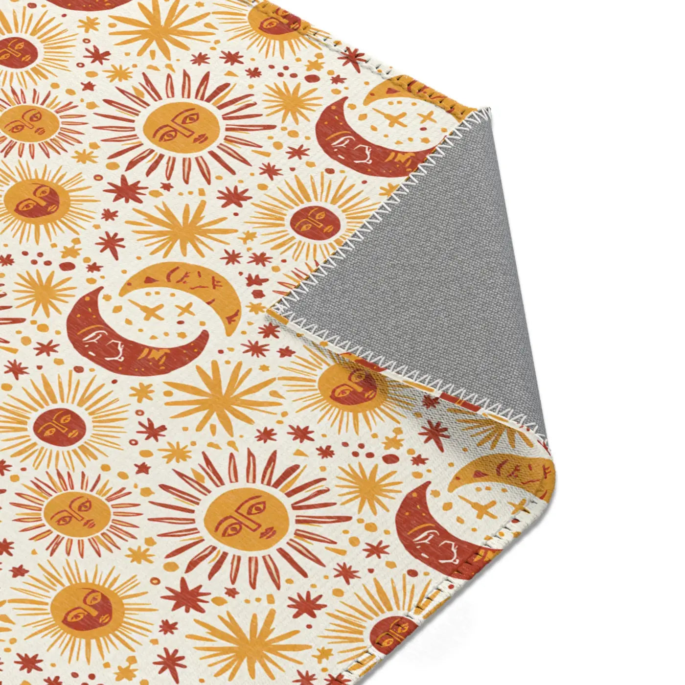 Moon Area Rug - Retro Celestial Floral Design - DipaliZ