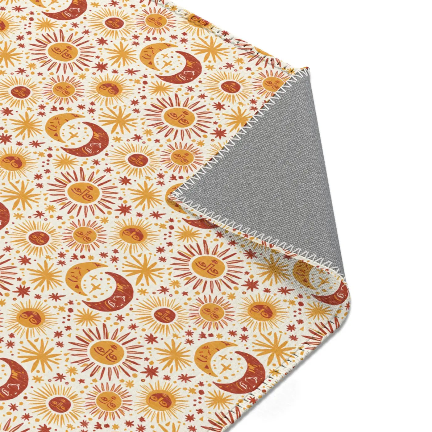 Moon Area Rug - Retro Celestial Floral Design - DipaliZ