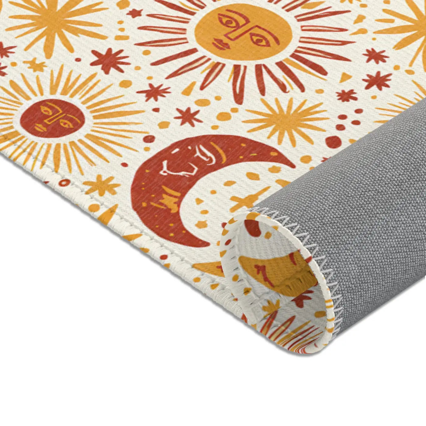 Moon Area Rug - Retro Celestial Floral Design - DipaliZ