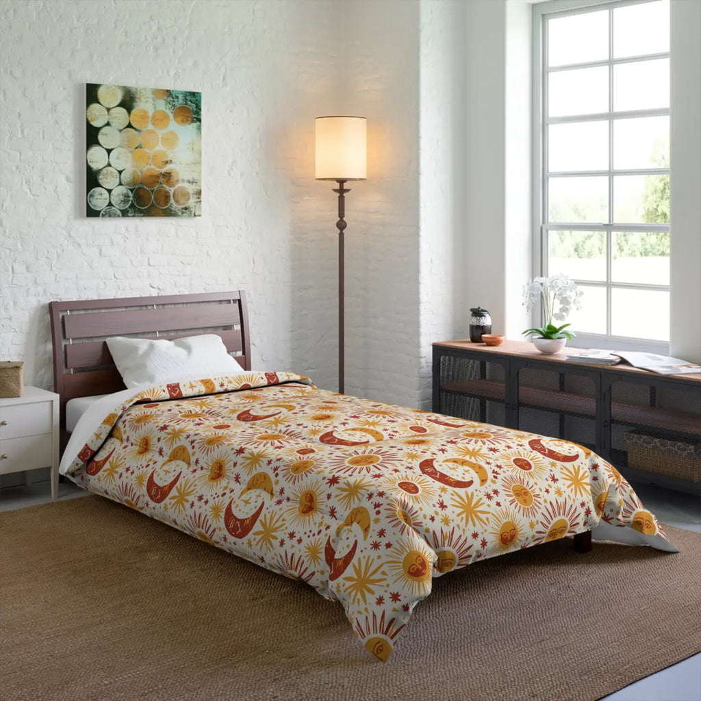 Boho Sun Moon Comforter - Celestial Vintage Vibes - DipaliZ