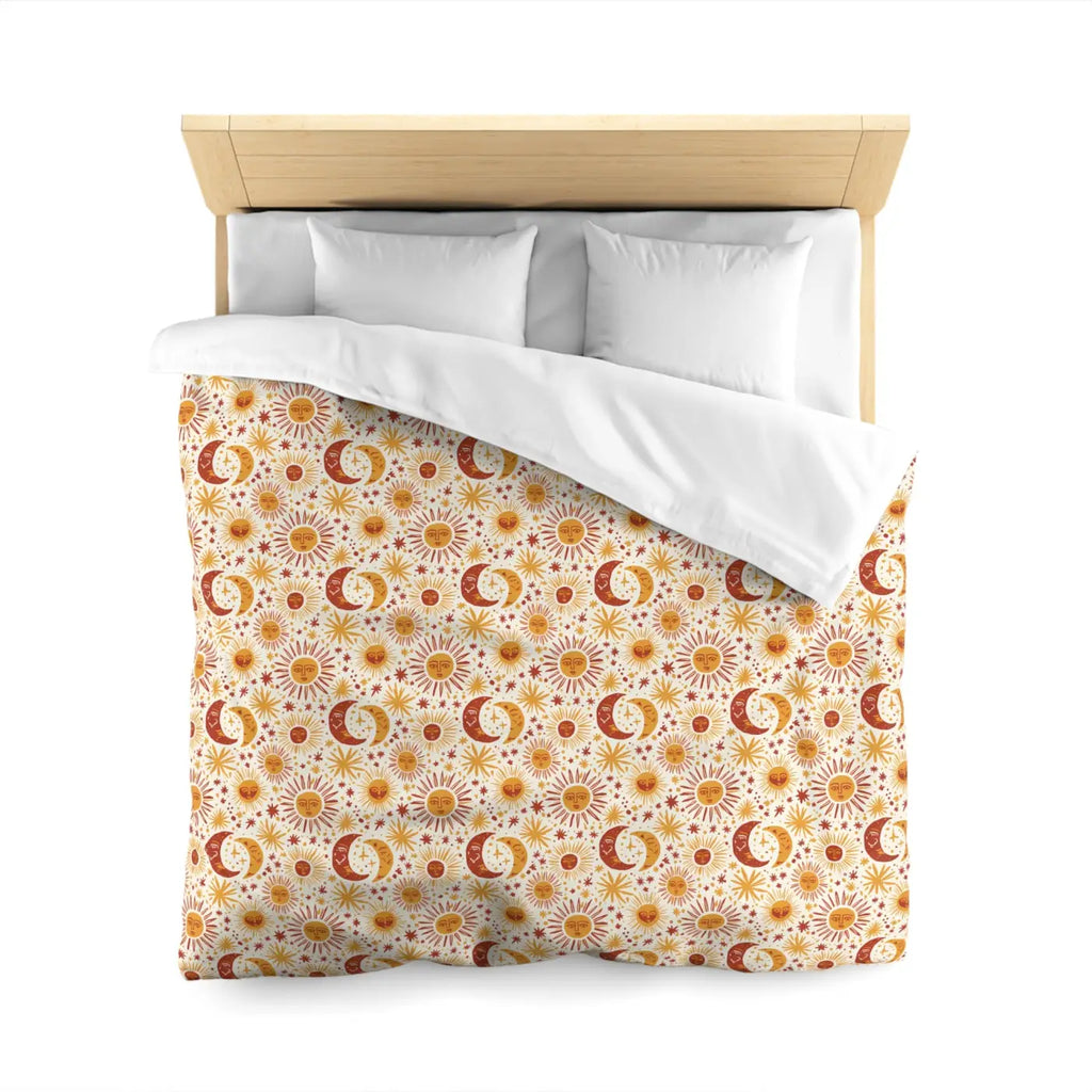 Celestial Moon Microfiber Duvet Cover - Cosmic Bedding - DipaliZ