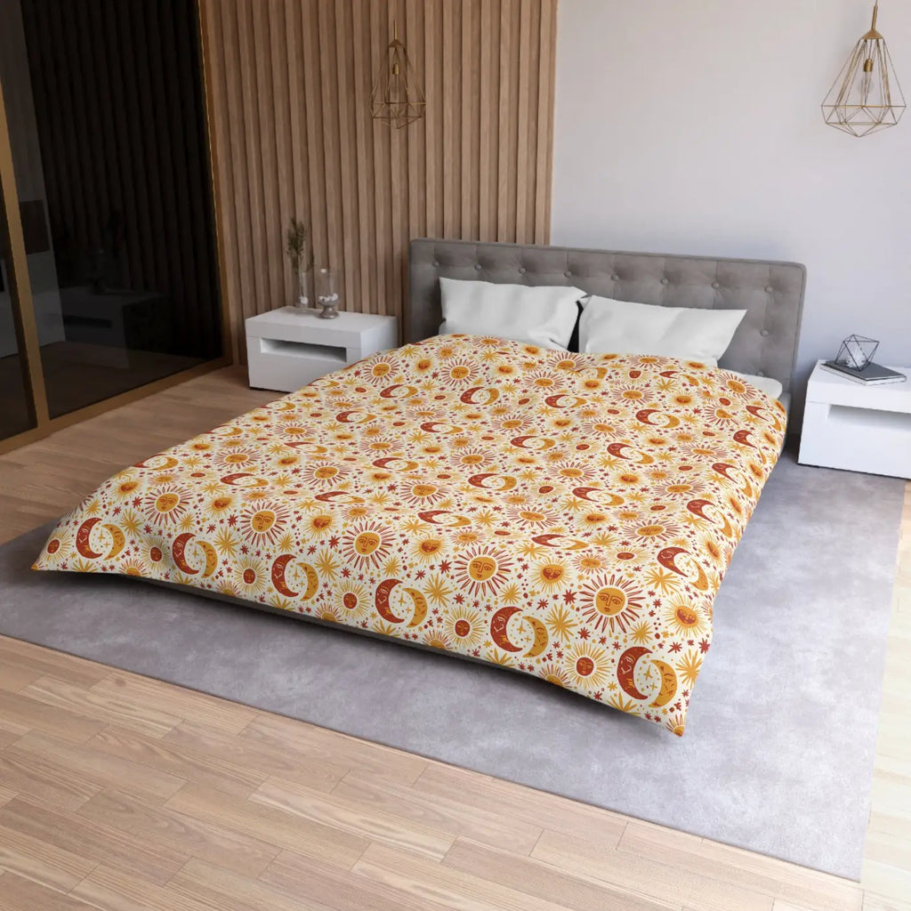Celestial Moon Microfiber Duvet Cover - Cosmic Bedding - DipaliZ