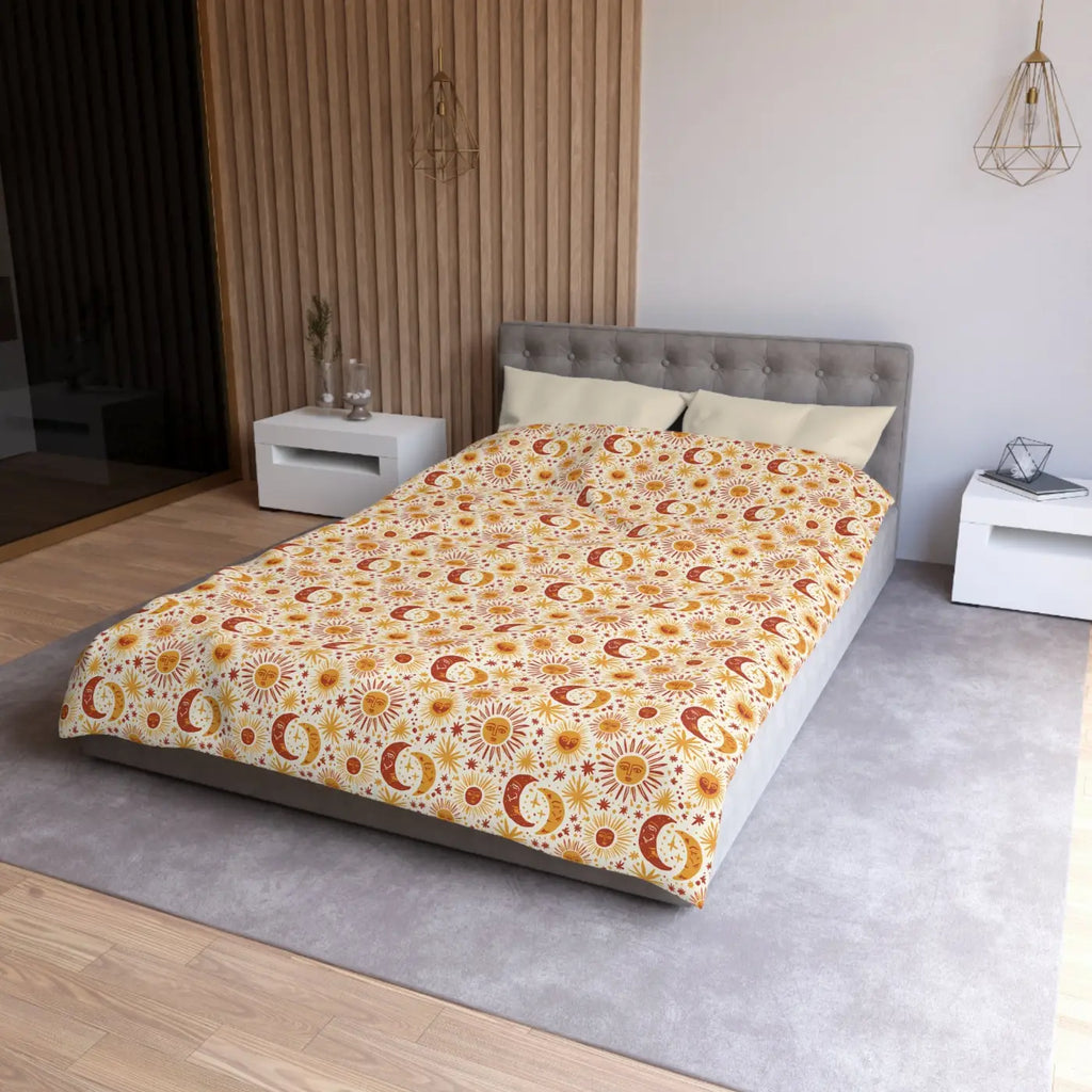 Celestial Moon Microfiber Duvet Cover - Cosmic Bedding - DipaliZ