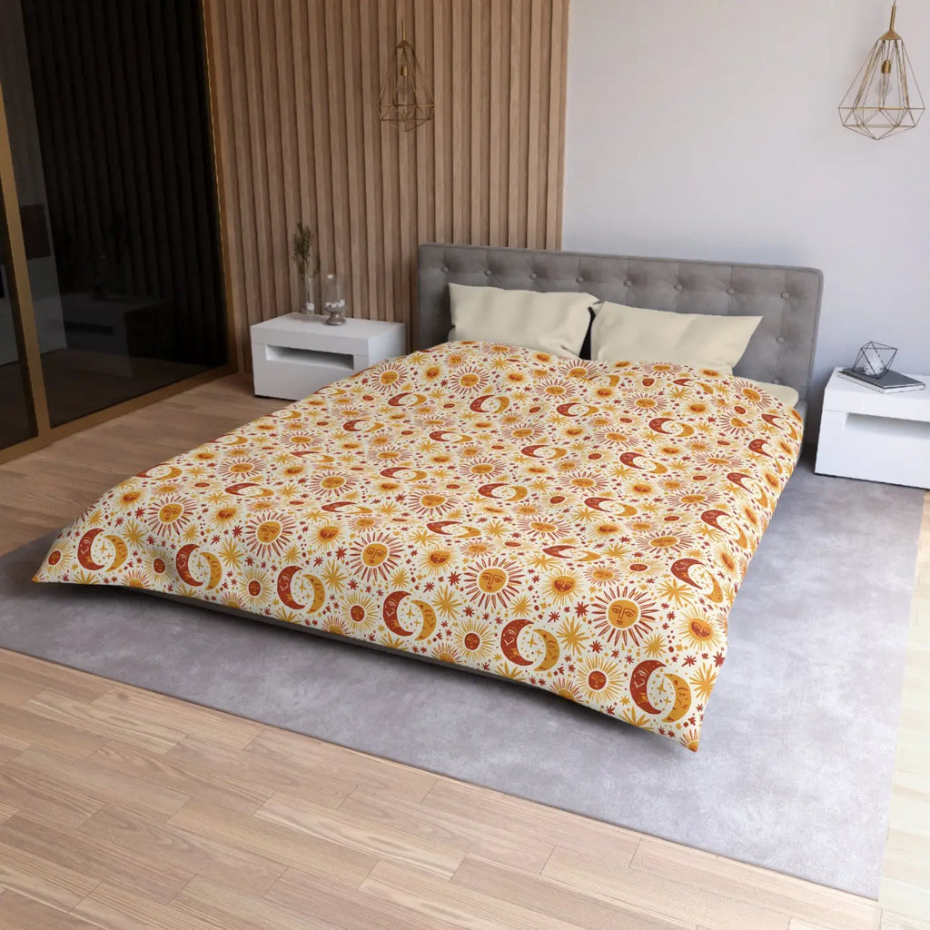 Celestial Moon Microfiber Duvet Cover - Cosmic Bedding - DipaliZ