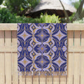 Boho Tile Beach Towel - Moroccan Patterned with Fringe Tassels - DipaliZ