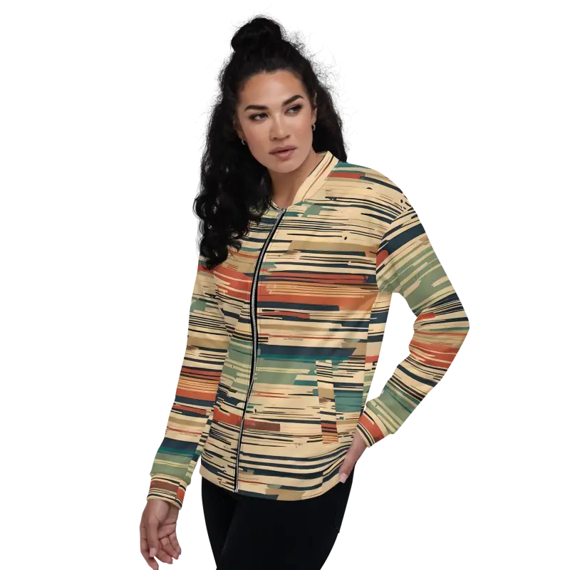Vintage Striped Unisex Bomber Jacket - Retro Cool - DipaliZ