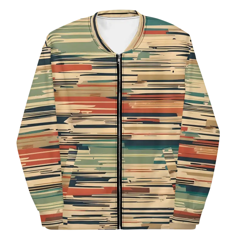 Vintage Striped Unisex Bomber Jacket - Retro Cool - DipaliZ