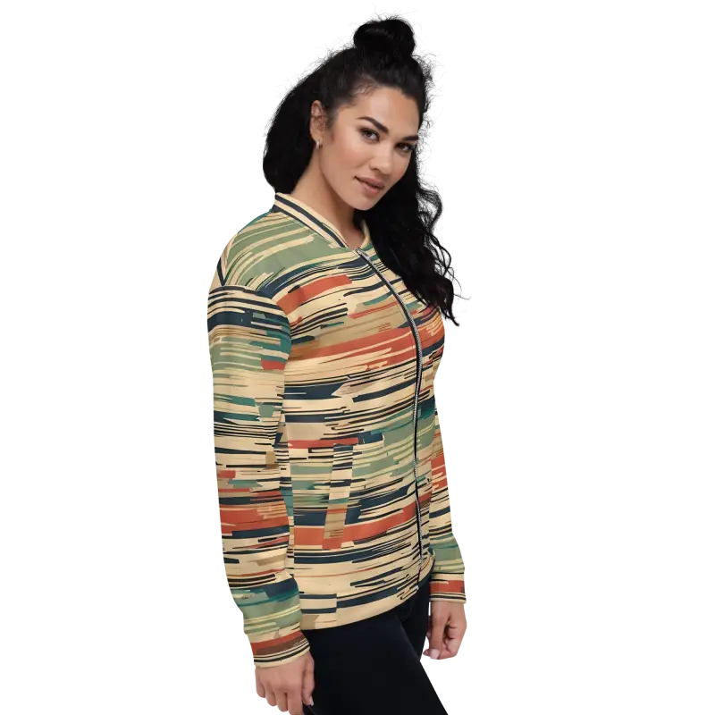 Vintage Striped Unisex Bomber Jacket - Retro Cool - DipaliZ