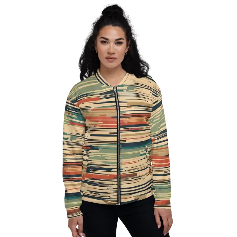 Vintage Striped Unisex Bomber Jacket - Retro Cool - DipaliZ