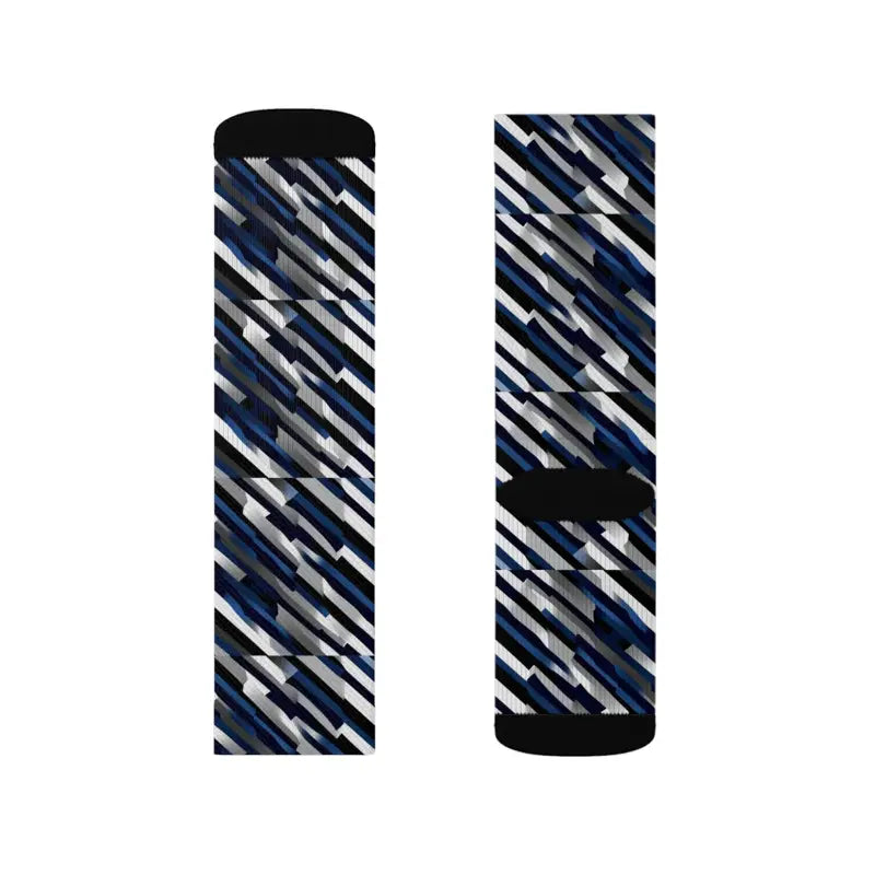 Oblique Striped Sublimation Socks - Ribbed Tube Comfort - DipaliZ