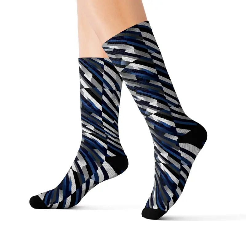 Oblique Striped Sublimation Socks - Ribbed Tube Comfort - DipaliZ