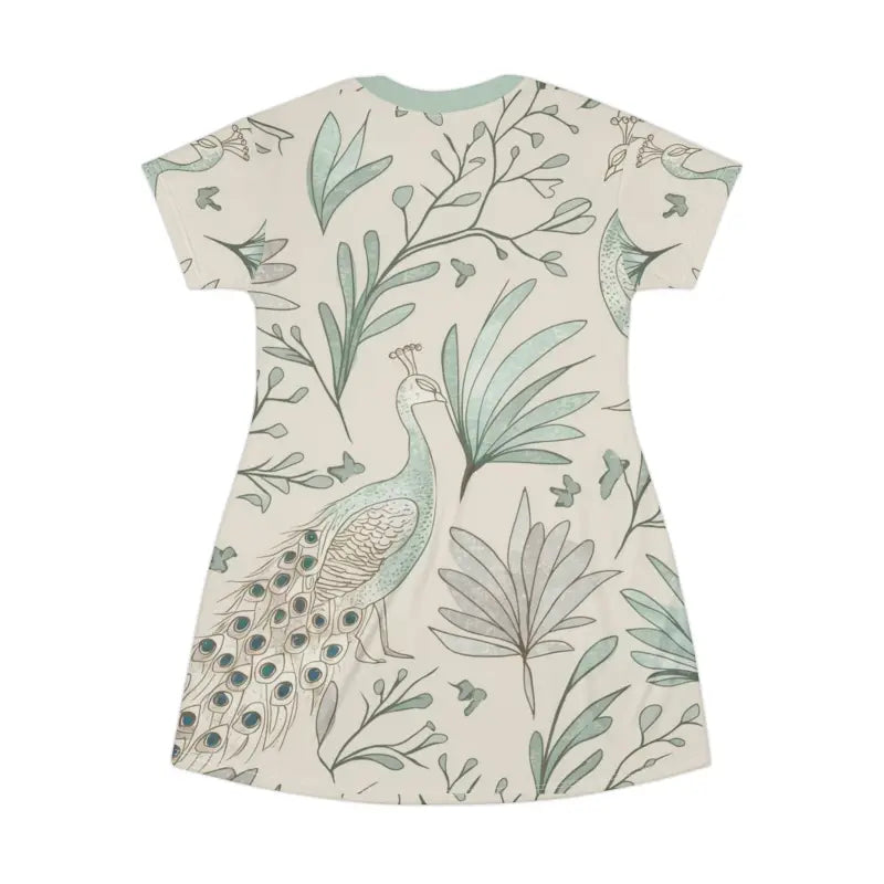 Peacock Printed Shirt Dress - Mint Colored Fresh Style - DipaliZ