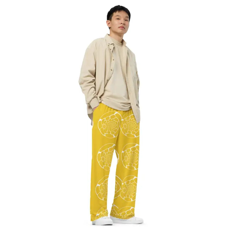 Yellow Unisex Wide Leg Pants - Bold Statement Style - DipaliZ