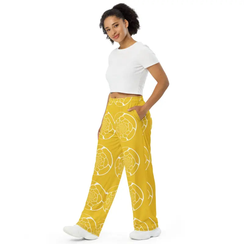 Yellow Unisex Wide Leg Pants - Bold Statement Style - DipaliZ