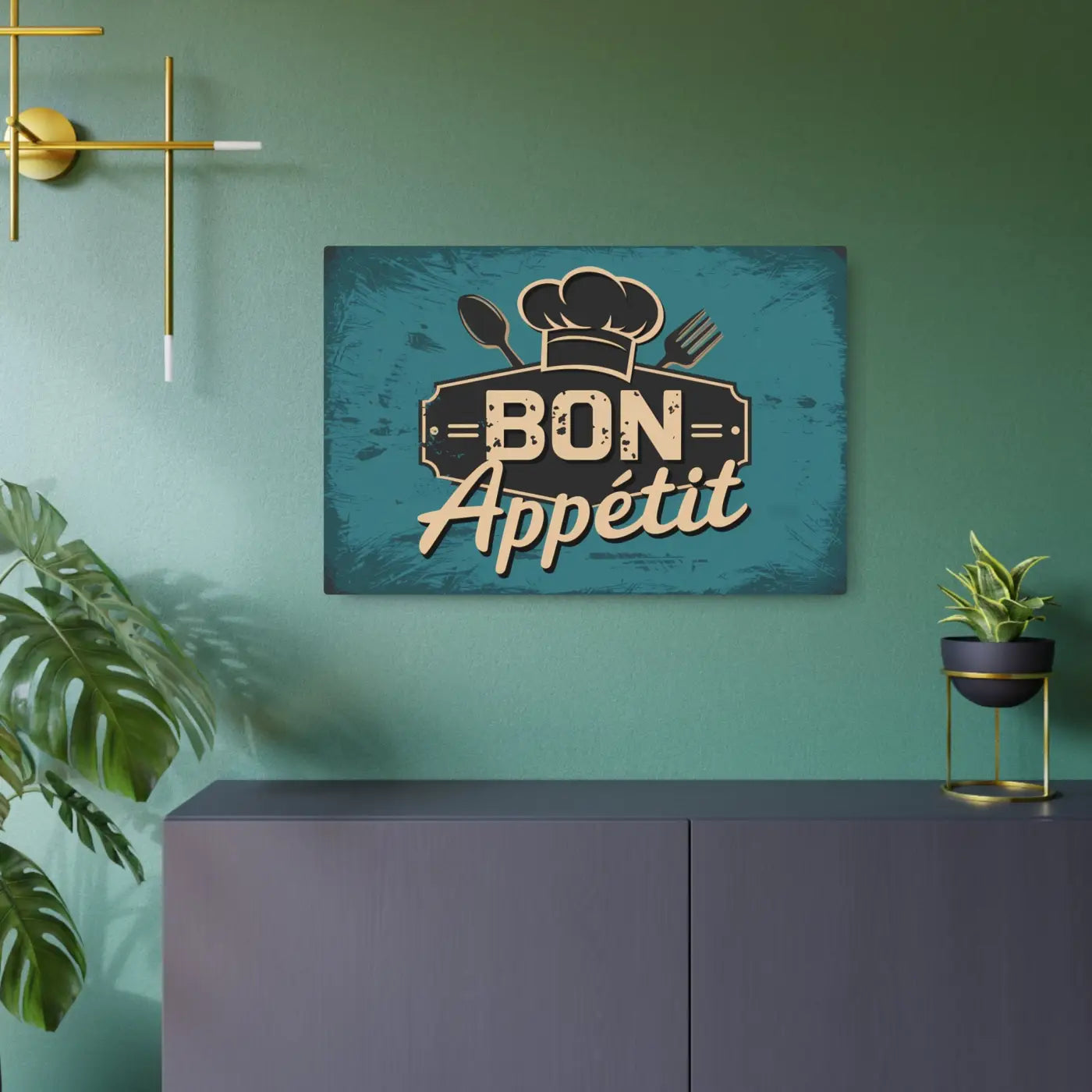 Vintage Bon Appetit Metal Art Sign - Kitchen Decor - DipaliZ