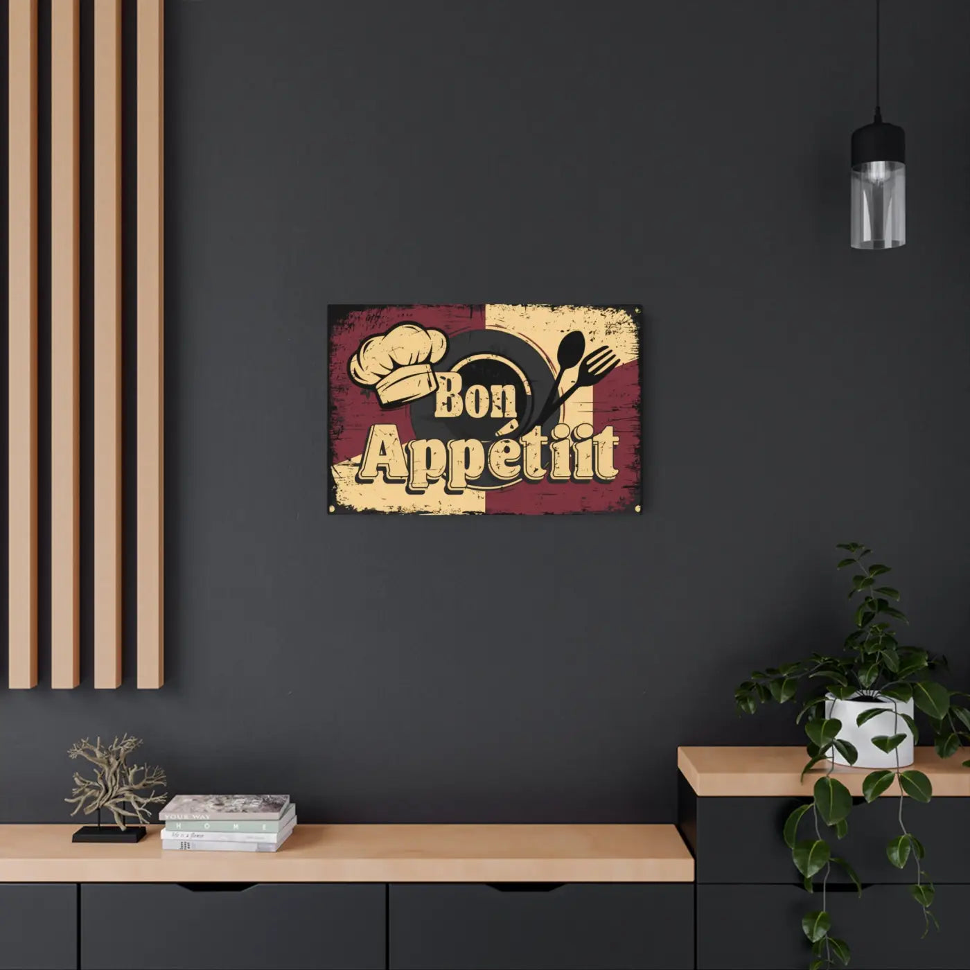 Vintage Bon Appetit Metal Art Sign - Kitchen Wall Decor - DipaliZ