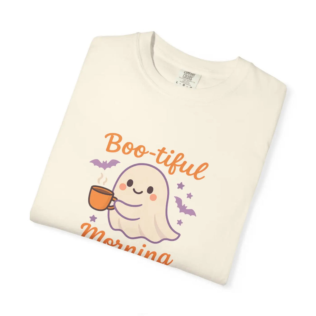 Funny Ghost Print Tee - Boo-tiful Morning Relaxed Fit - DipaliZ