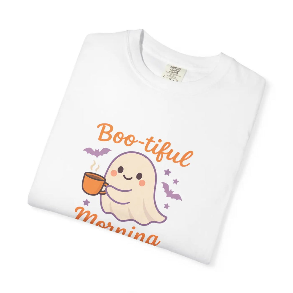 Funny Ghost Print Tee - Boo-tiful Morning Relaxed Fit - DipaliZ
