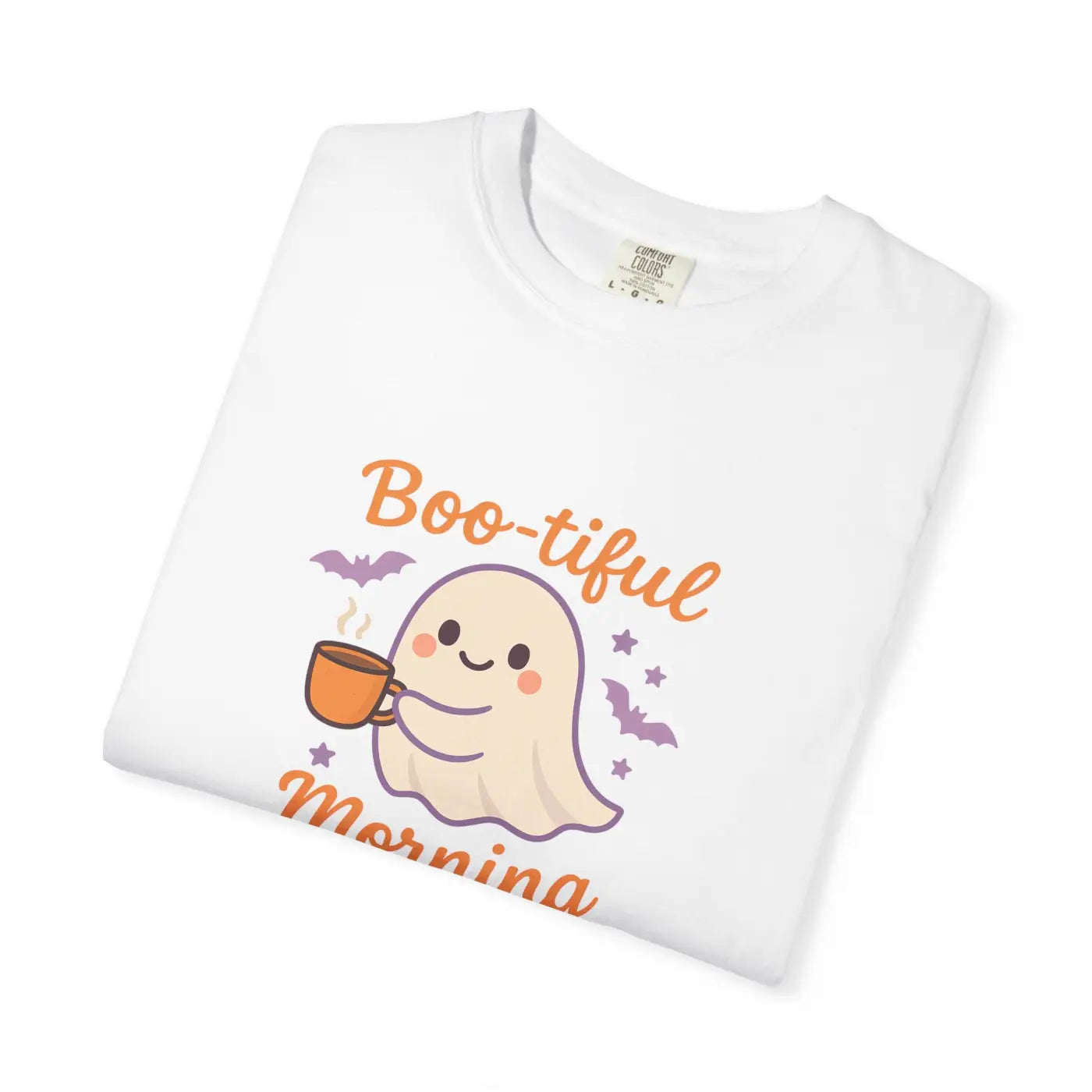 Funny Ghost Print Tee - Boo-tiful Morning Relaxed Fit - DipaliZ