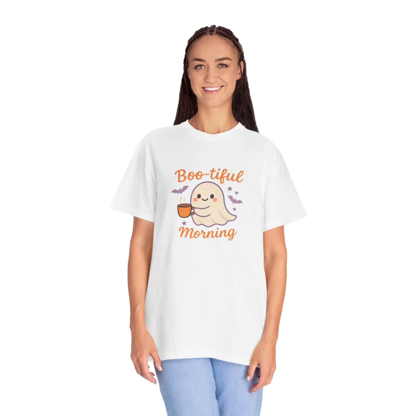 Funny Ghost Print Tee - Boo-tiful Morning Relaxed Fit - DipaliZ