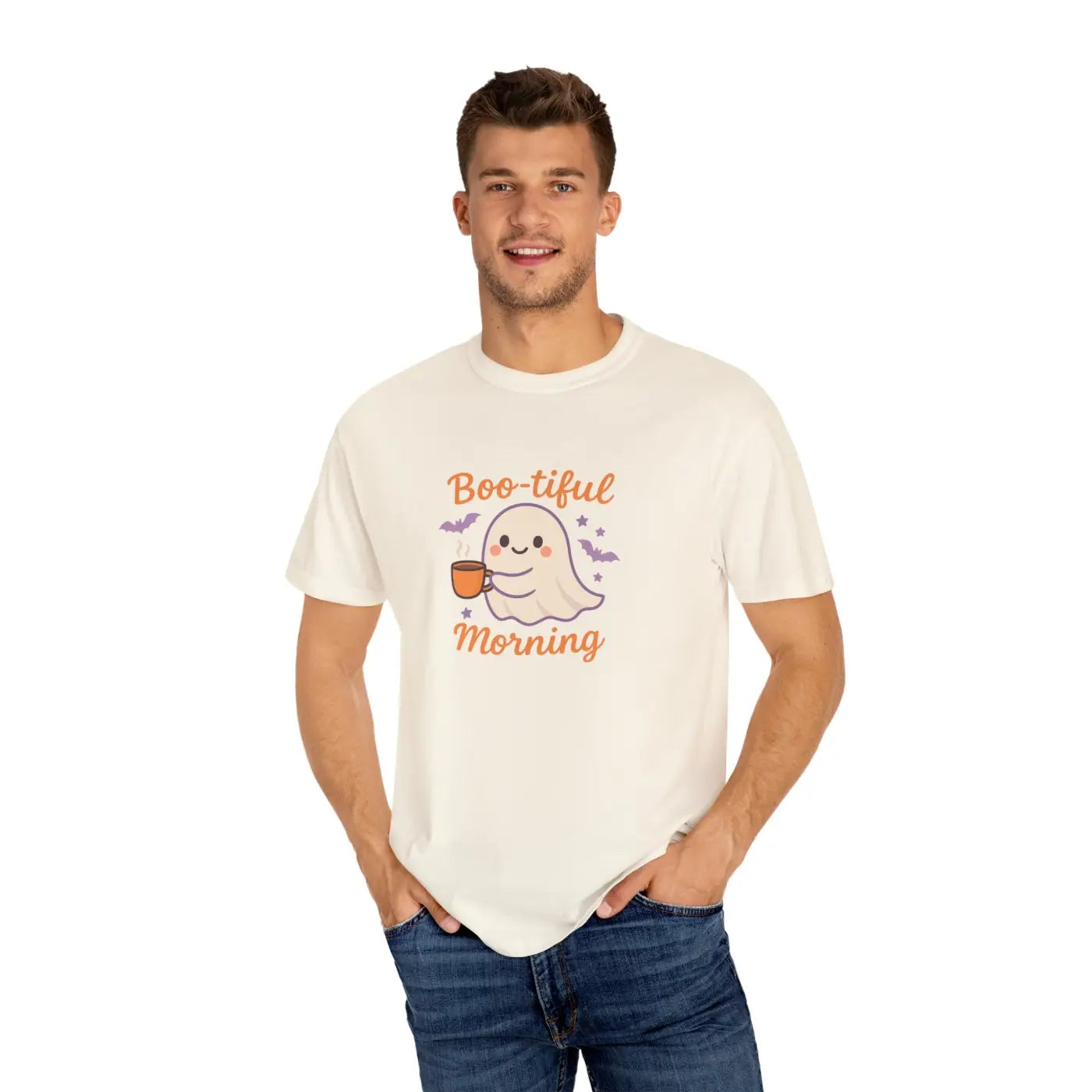 Funny Ghost Print Tee - Boo-tiful Morning Relaxed Fit - DipaliZ