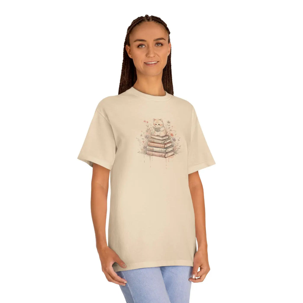 Bookish Cat Tee - Watercolor Literary Design - DipaliZ