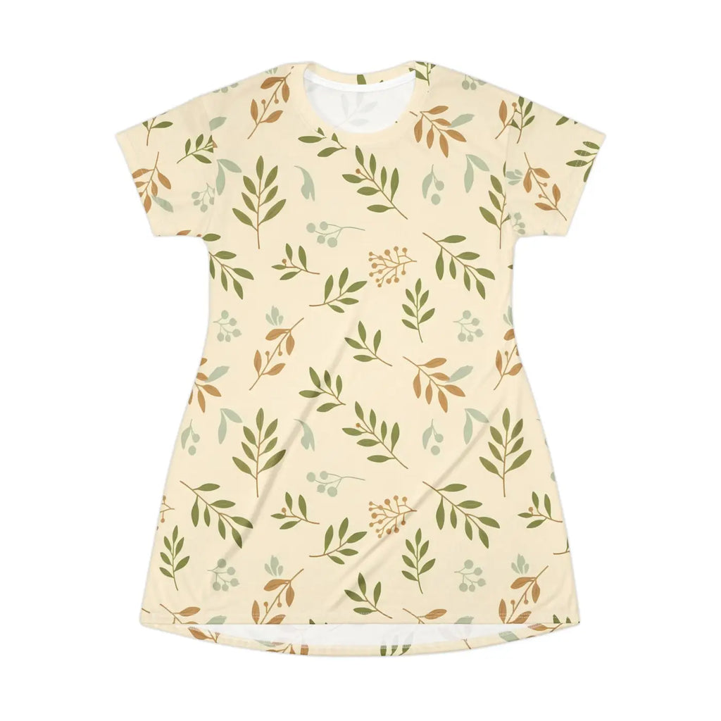 Botanical Cream Floral Leaf Dress - Modern Lifestyle - DipaliZ