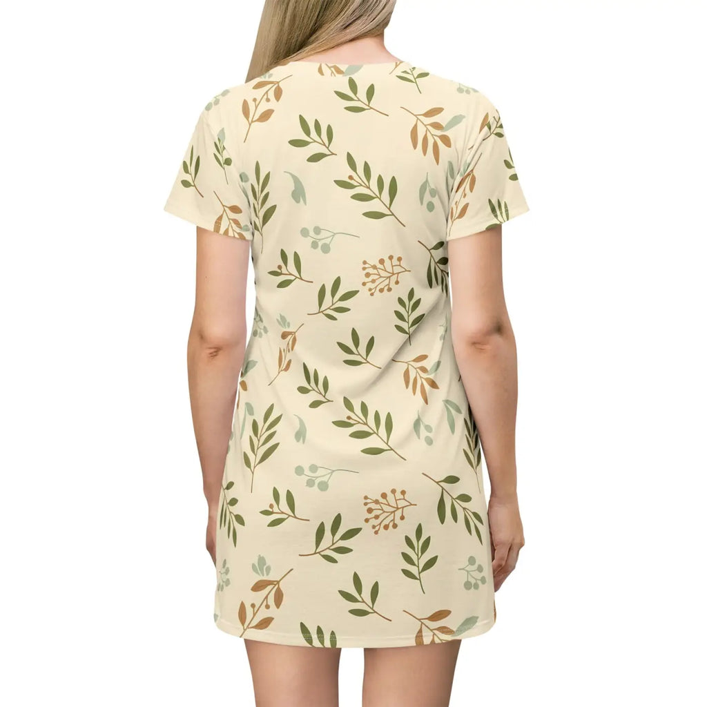 Botanical Cream Floral Leaf Dress - Modern Lifestyle - DipaliZ