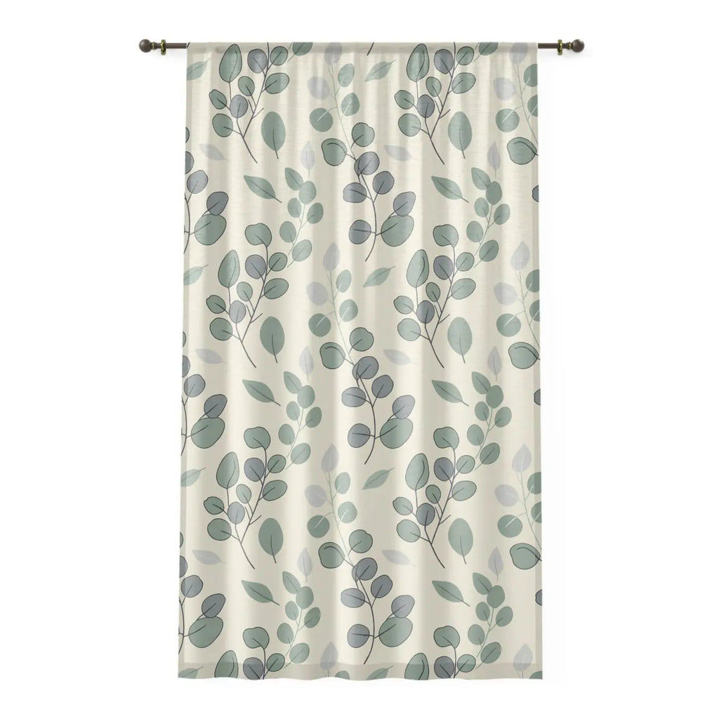 Eucalyptus Sheer Window Curtain - Botanical Design - DipaliZ