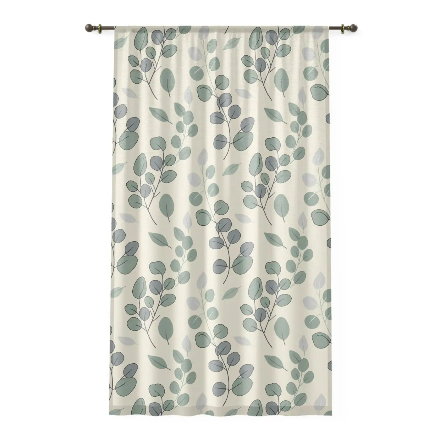 Eucalyptus Sheer Window Curtain - Botanical Design - DipaliZ