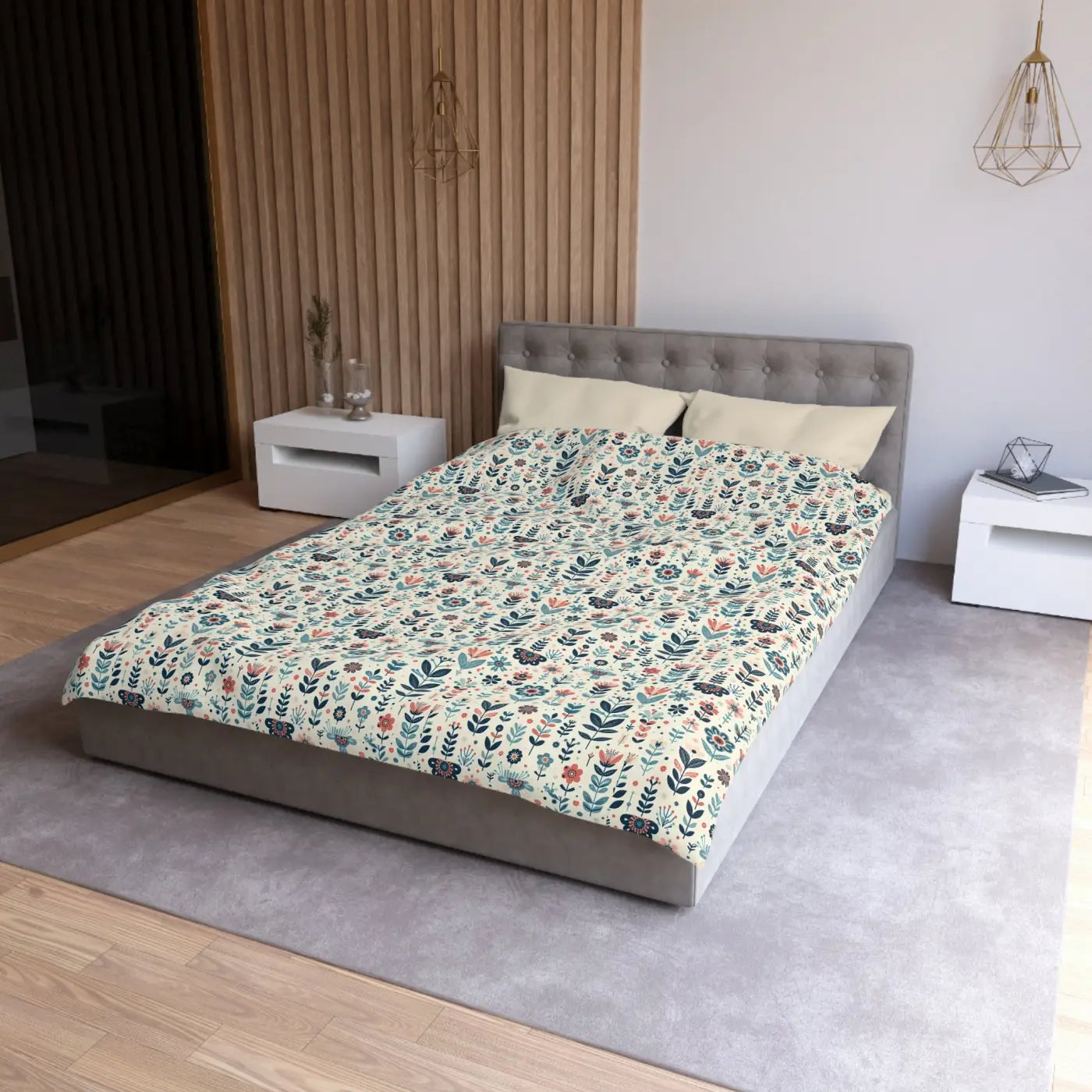 Botanical Floral Microfiber Duvet Cover - Cozy Bedding - DipaliZ