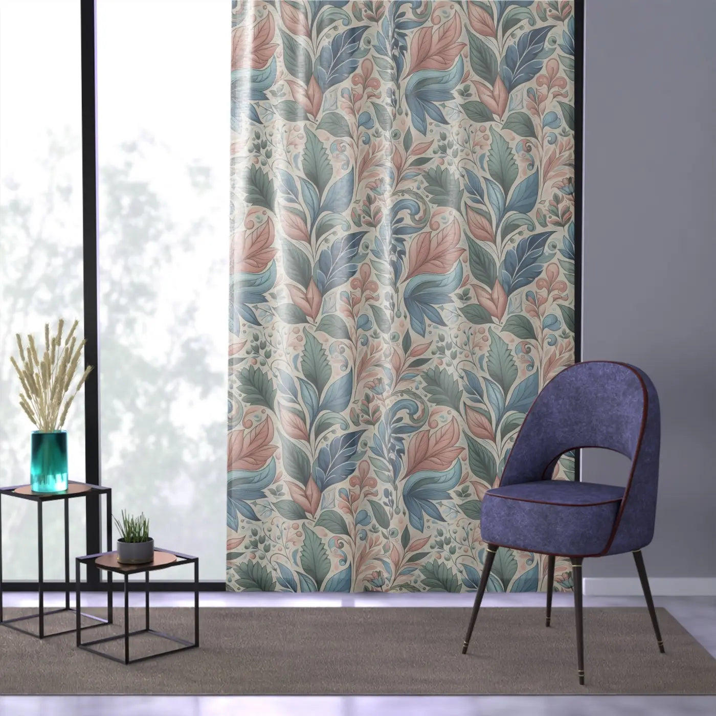 Botanical Floral Window Curtain - Elegant Home Decor - DipaliZ